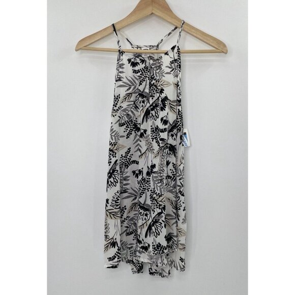 NWT Old Navy Hawaiian Blouse White Sleeveless Racerback Top Sz Small Lightweight - Picture 2 of 9